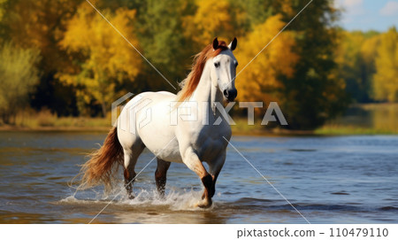 white and brown horse near river 110479110