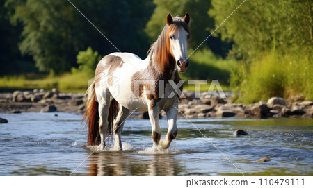 white and brown horse near river 110479111