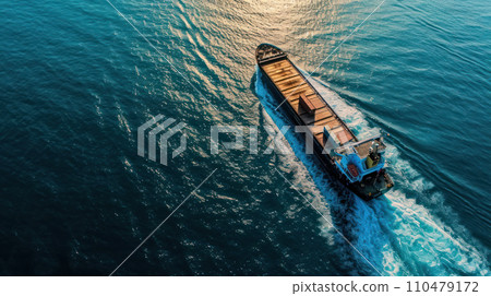 Aerial view logistic boat constrainer shipping Aerial view logistic boat constrainer shipping 110479172