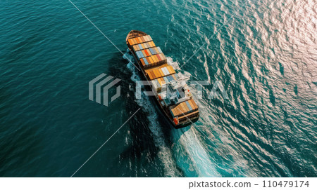 Aerial view logistic boat constrainer shipping Aerial view logistic boat constrainer shipping 110479174