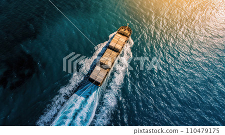 Aerial view logistic boat constrainer shipping Aerial view logistic boat constrainer shipping 110479175