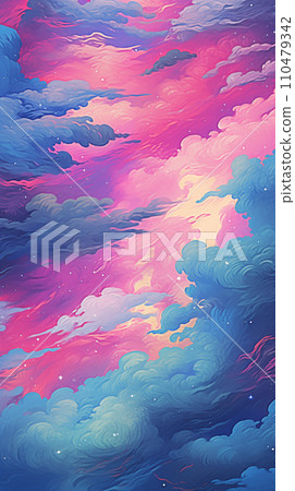 Hand drawn cartoon beautiful colorful cloud illustration background material 110479342