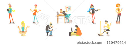 People Character Enjoy Creative Hobby and Recreation Activity Vector Set 110479614