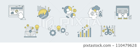 Business Management Process Flat Line Icon Vector Set 110479628