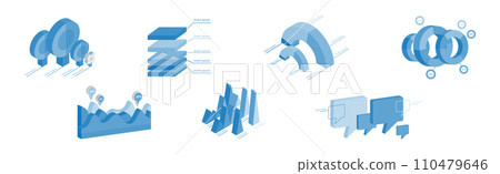 Blue Isometric Infographic Elements with Chart and Diagram Vector Set Blue Isometric Infographic Elements with Chart and Diagram Vector Set 110479646