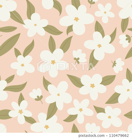 Vector decorative flowers seamless pattern design for fabric, wallpaper or wrapping paper. 110479662