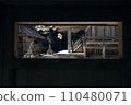 從牆上的窗戶看到寺廟和神社 110480071