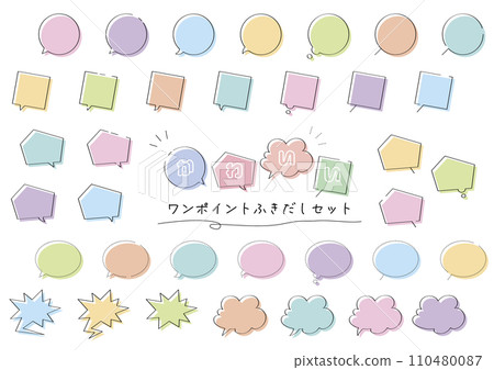 Cute one-point speech bubble set (misaligned version) Cute one-point speech bubble set (misaligned version) 110480087