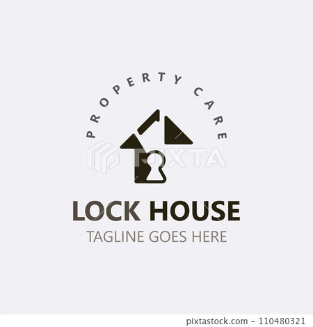Lock House secure logo design, smart key home vector concept 110480321