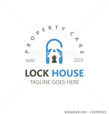 Lock House secure logo design, smart key home vector concept 110480322
