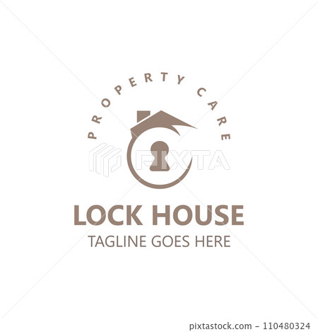 Lock House secure logo design, smart key home vector concept 110480324