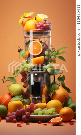 Mixer blender with fresh fruit on the table, making juice and smoothies from seasonal fresh fruit, healthy drink and lifestyle Mixer blender with fresh fruit on the table, making juice and smoothies from seasonal fresh fruit, healthy drink and lifestyle 110480411