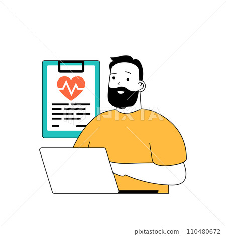 Coronavirus concept with cartoon people in flat design for web. Man working at clinic as doctor, diagnosing and treating sick patients. Vector illustration for social media banner, marketing material. Coronavirus concept with cartoon people in flat design for web. Man working at clinic as doctor, diagnosing and treating sick patients. Vector illustration for social media banner, marketing material. 110480672