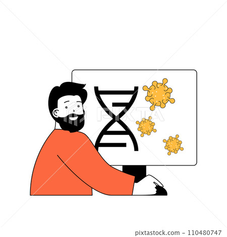 Coronavirus concept with cartoon people in flat design for web. Man making scientific research and laboratory experiment with covid. Vector illustration for social media banner, marketing material. Coronavirus concept with cartoon people in flat design for web. Man making scientific research and laboratory experiment with covid. Vector illustration for social media banner, marketing material. 110480747