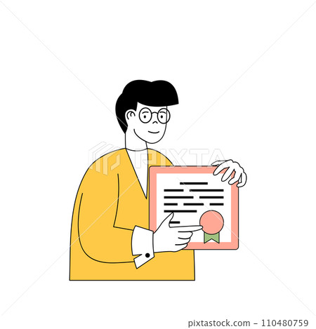 Beauty salon concept with cartoon people in flat design for web. Man getting professional diploma or certificate, works as beautician. Vector illustration for social media banner, marketing material. Beauty salon concept with cartoon people in flat design for web. Man getting professional diploma or certificate, works as beautician. Vector illustration for social media banner, marketing material. 110480759