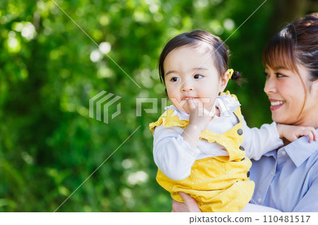 Happy family parent and child playing in the park 110481517