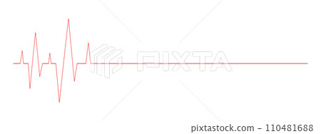 Heartbeat diagram with long straight red line. ECG chart part isolated on white background. Cardiac rhythm. Cardio test sign. Cardiology hospital symbol 110481688