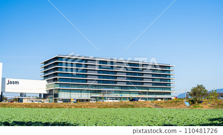 “1 trillion yen factory” Kumamoto factory construction site “TSMC” (JASM) Taiwan Semiconductor Manufacturing Japan (Winter) Kikuyo, Kumamoto Prefecture 110481726