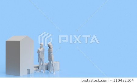The couple and house for earn concept 3d rendering. The couple and house for earn concept 3d rendering. 110482104