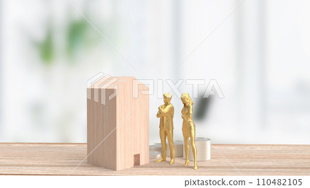 The couple and house for earn concept 3d rendering. The couple and house for earn concept 3d rendering. 110482105