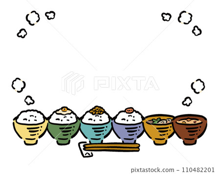 簡單的手繪風格飯碗和飯框插畫 簡單的手繪風格飯碗和飯框插畫 110482201