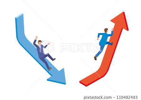 Businessman going down and businessman going up Businessman going down and businessman going up 110482483