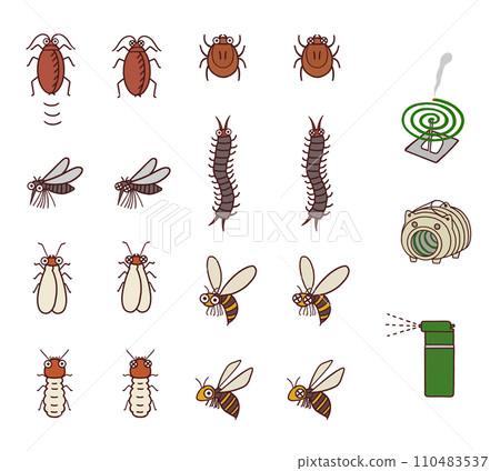 可愛的害蟲設定插圖,如蟑螂和蟎蟲 可愛的害蟲設定插圖,如蟑螂和蟎蟲 110483537