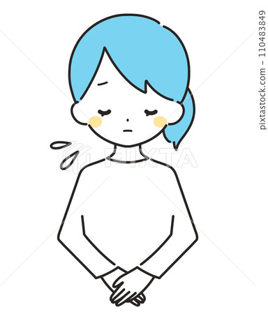 淺藍色 | 女人鞠躬道歉 | 休閒服 110483849