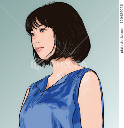 一個可愛的側面女人“AI 生成圖像”的插圖 110484056