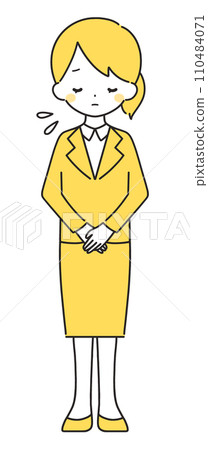 黃色 | 女人鞠躬道歉 | 西裝 110484071