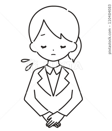 單色 | 女人鞠躬道歉 | 西裝 110484083