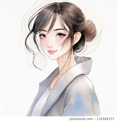 Clean Japanese style female illustration "AI generated image" 110484157