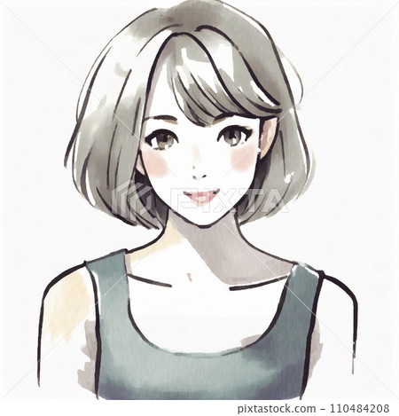 Cute woman in a clean tank top "AI generated image" 110484208