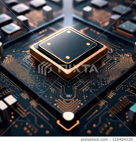 Semiconductor CPU printed wiring board image "AI generated image" 110484320
