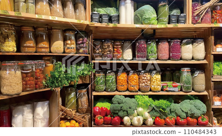 時尚超市食品貨架「AI 生成圖像」的插圖 110484343