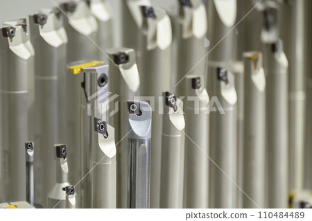 Close up scene the group special purpose tool for CNC lath machine. Close up scene the group special purpose tool for CNC lath machine. 110484489