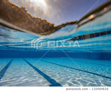 Cross section of pool water surface “AI generated image” 110484638