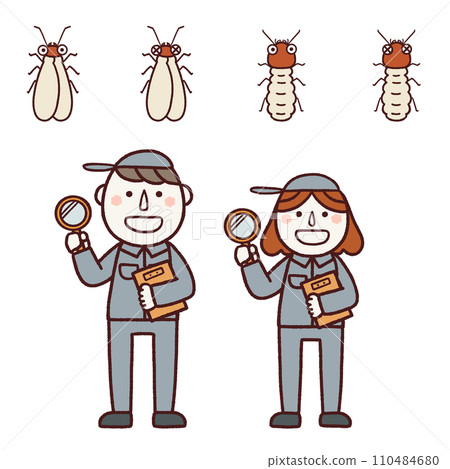 Cute termites and male and female workers illustration set Cute termites and male and female workers illustration set 110484680