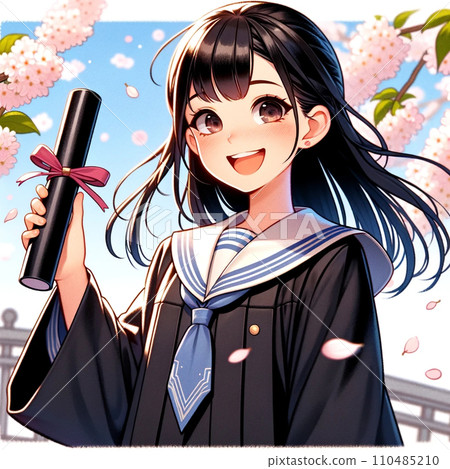 High school girls graduate with smiles in spring 110485210