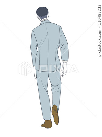 Rear view of a man in a suit walking 110485232