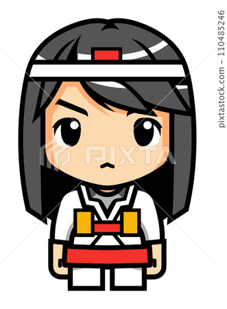Asian female racer character in uniform with a serious expression. Motorsport theme with a professional look vector illustration. 110485246
