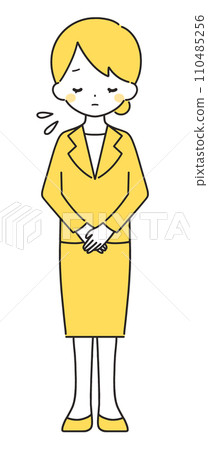 Yellow | Woman bowing and apologizing | Suit Yellow | Woman bowing and apologizing | Suit 110485256