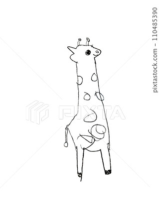 Children's drawings are tasteful and I never get tired of looking at them. This giraffe is smiling 110485390