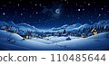 Moonlit winter cityscape illustration material 110485644