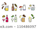 各種酒精飲料和點心的插圖集 110486097
