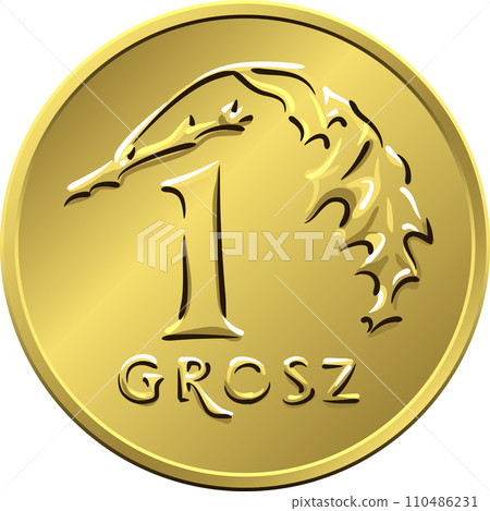 reverse Polish Money one Grosz copper coin 110486231