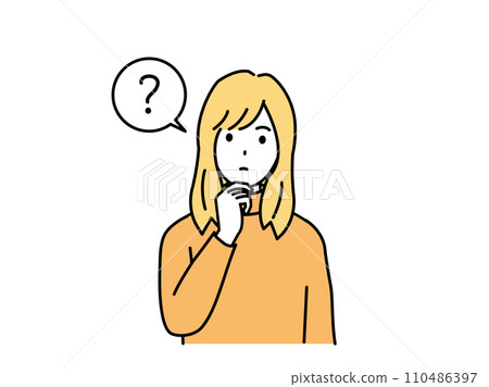 一個年輕女子疑惑與思考的插圖 110486397