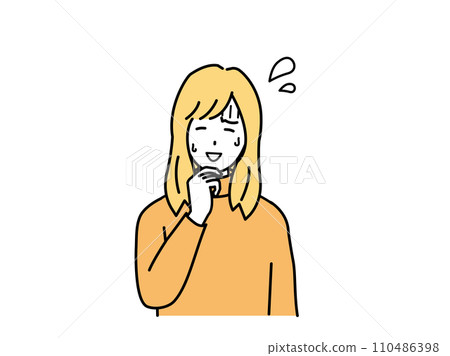 一個年輕女子心煩意亂、苦笑的插圖 110486398