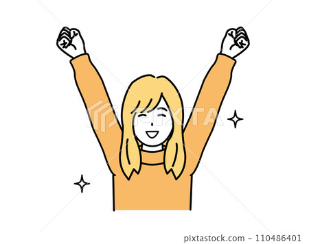 Illustration of a very happy young woman Illustration of a very happy young woman 110486401