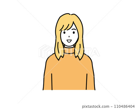 Illustration of a young woman facing the front Illustration of a young woman facing the front 110486404